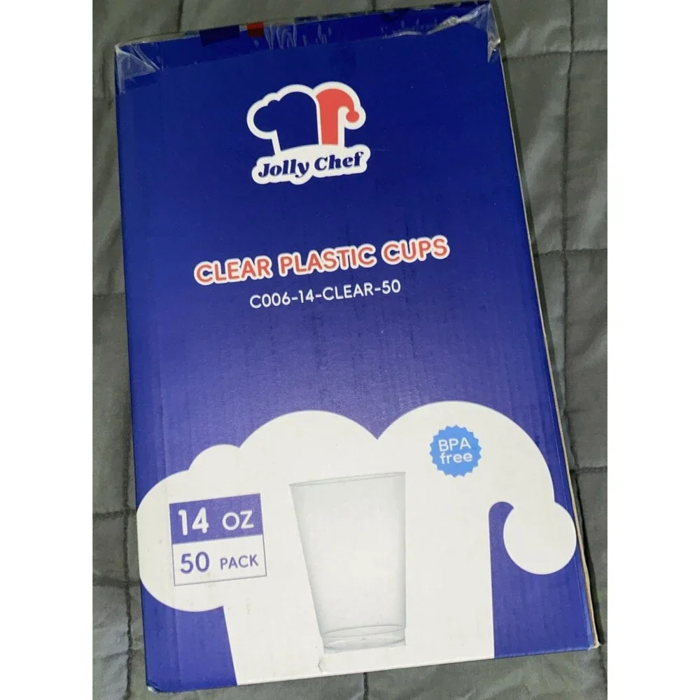 JOLLY CHEF 14 oz Clear Plastic Cups, 50 Count (Pack of 1), 14-Clear-50